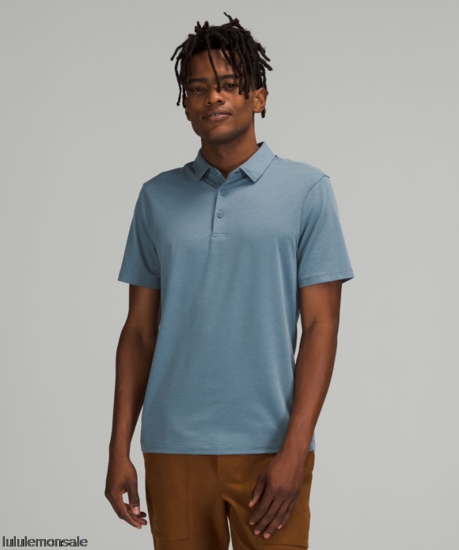 Lululemon Verkauf DELULU741 | Evolution Kurzarm Poloshirt River Blue
